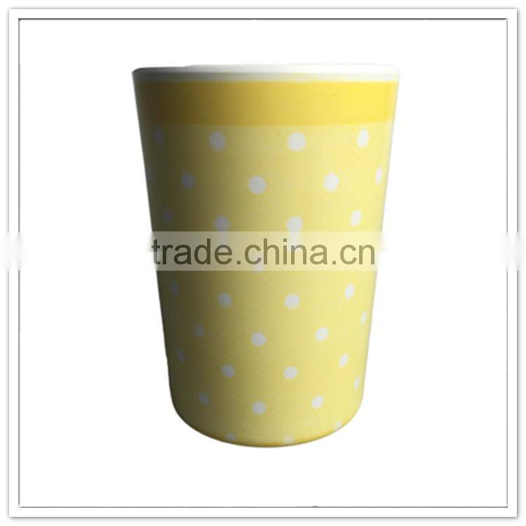 Latest promotional candy color yellow&white pokla dot unbreakable soft plastic water cup