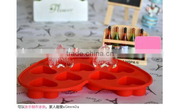 FDA 10 cavities BPA free ice cube tray, big love shaped silicone ice pan