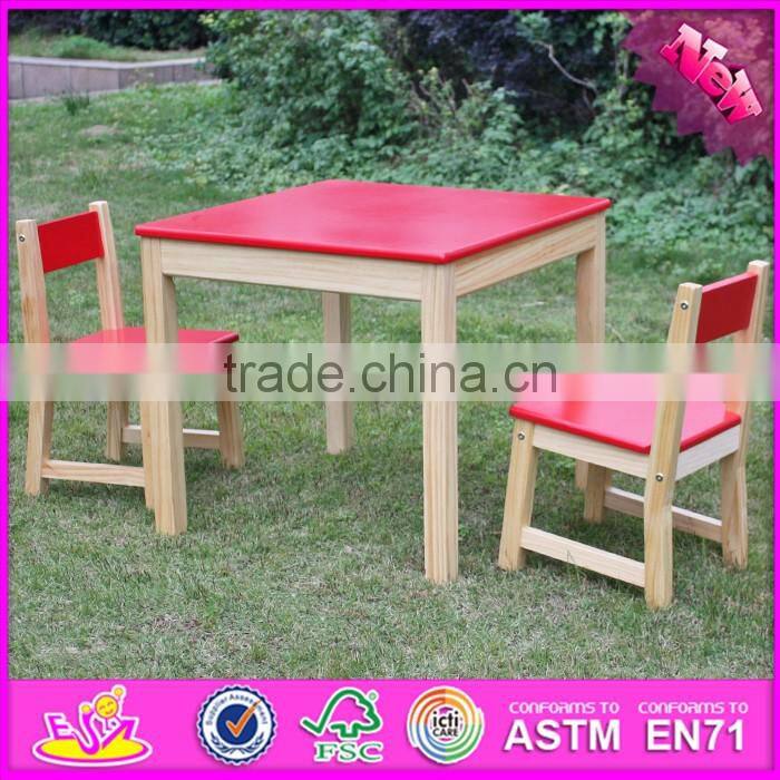 2016 new design home / school / kindergarten red solid wooden toddler table and chairs W08G134