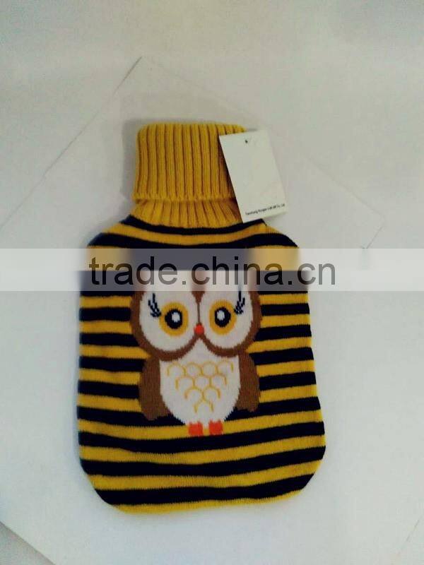 hot water bag kintted stripe owl cover
