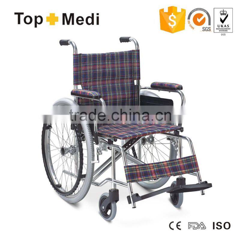 TOPMEDI self-locking brake manual foldable wheelchair for elderly