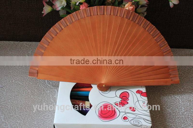 hand paited Spanish Wood Fan with Flower Pattern