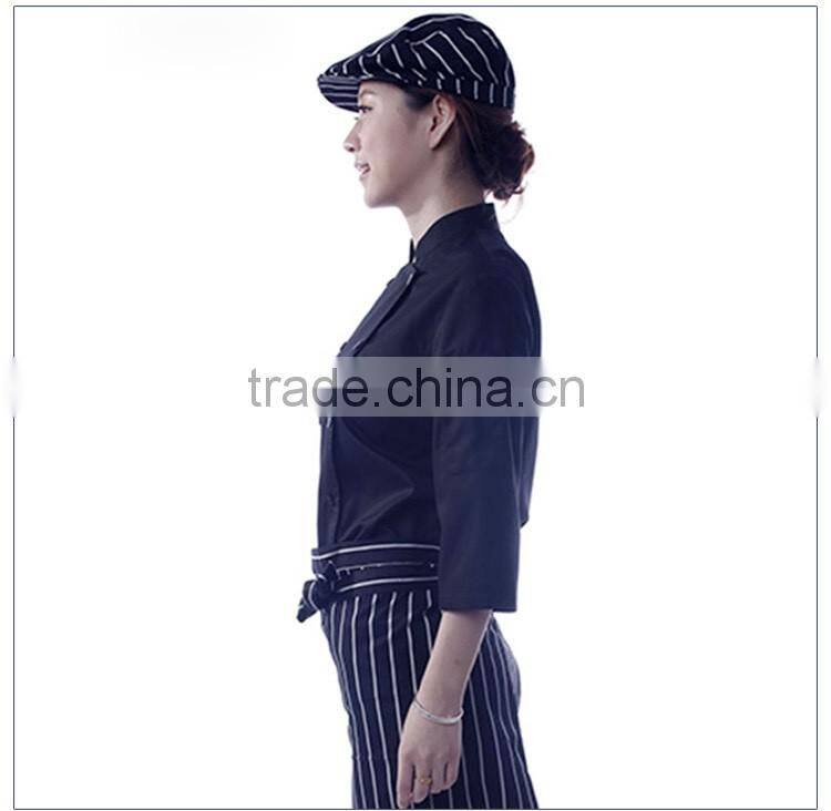Custom 65% Cotton 35% Polyester Black Chef Uniform