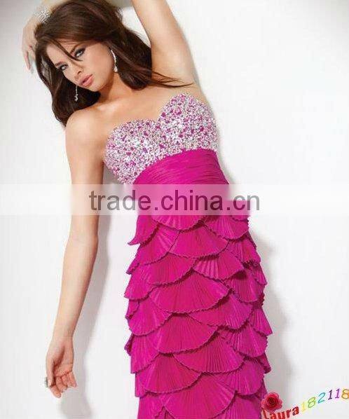 hot pink prom dresses without sleeve