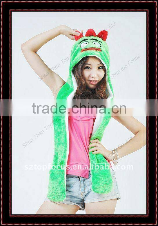 2012 FLUFFY DOMO ANIMAL HAT WITH LONG SCARF MITTENS