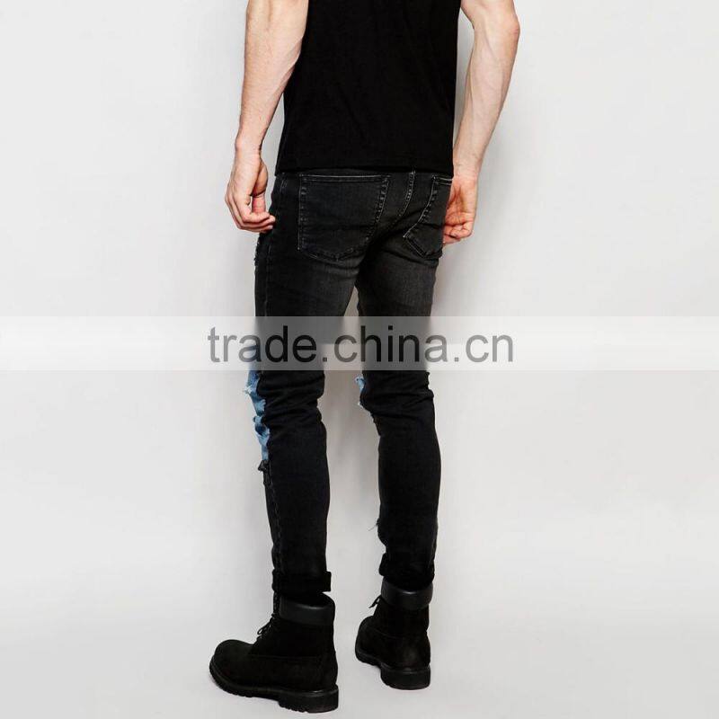 fashion rock hip hop two one men ripped jeans slim fit