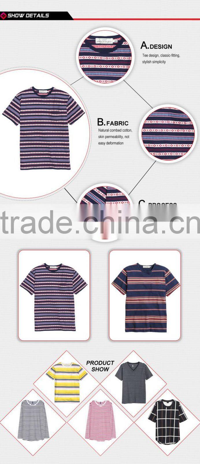 summer hot sale cotton mens stripe t shirt