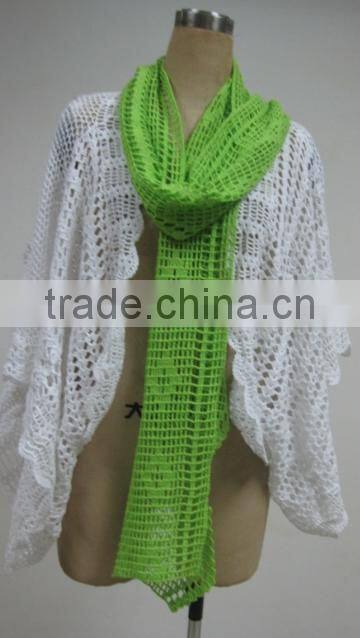 2014 dyeing cotton crochet knitted long scarf trim