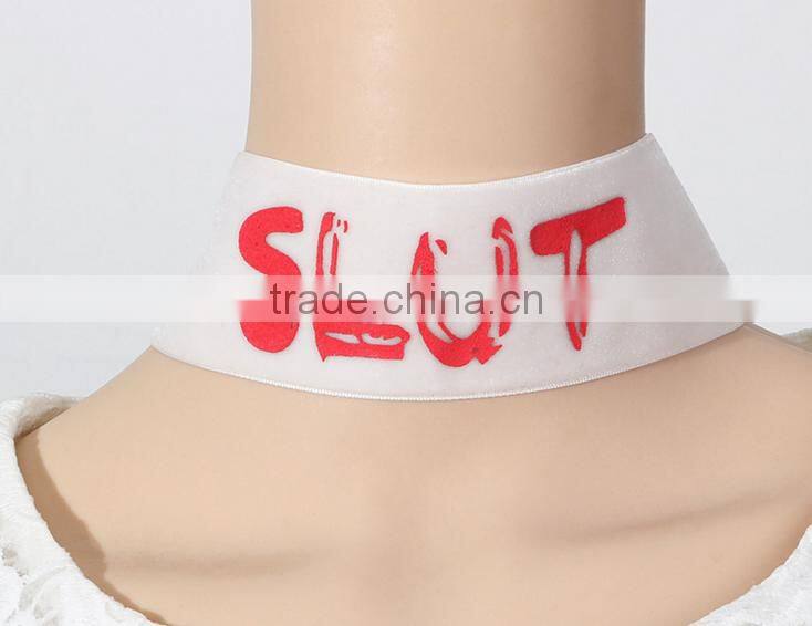 custom letter words printing velvet ribbon choker necklace logo ribbon necklace jewelry