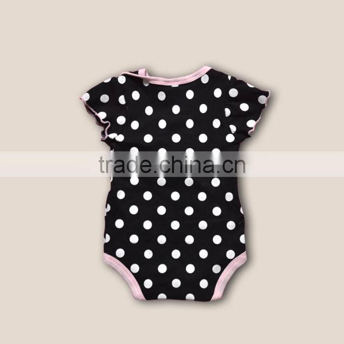 2014 latest dot baby rompers 100% cotton black wave-point snap princess imperial crown rompers