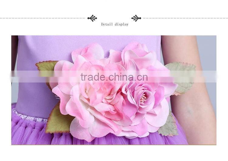 2017 girls long party dress sheer shoulder flowers frocks