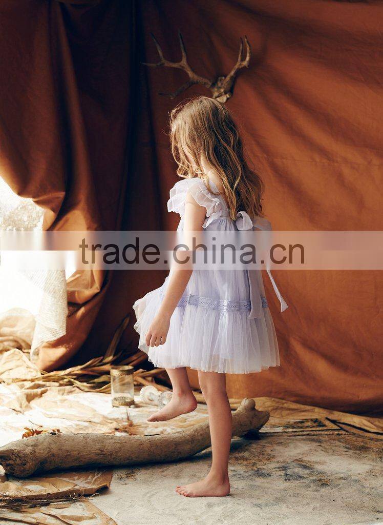 Purple Lace Children Frocks Designs Baby Clothes Flower Girls Princess Wedding Party Dresses