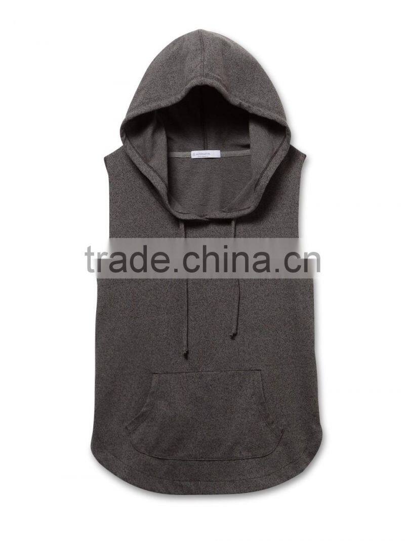 2016 ladies grey plain black oversized sleeveless pullover hoodies with hood