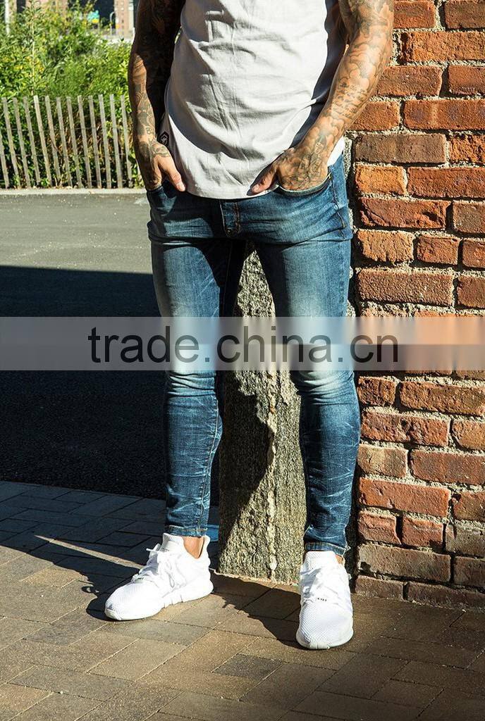 Bleach Wash Denim Jeans, Skinny Jean Trousers for man