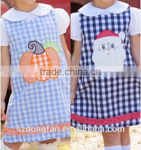 2017 Latest Children Halloween Clothing Kids Boutique Pumpkin Applique Dress New Girls Holiday Dress