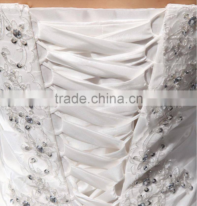 Newest Style Satin And Tulle Appliqued Elegant Ball Gown Simple Wedding Bridal dress