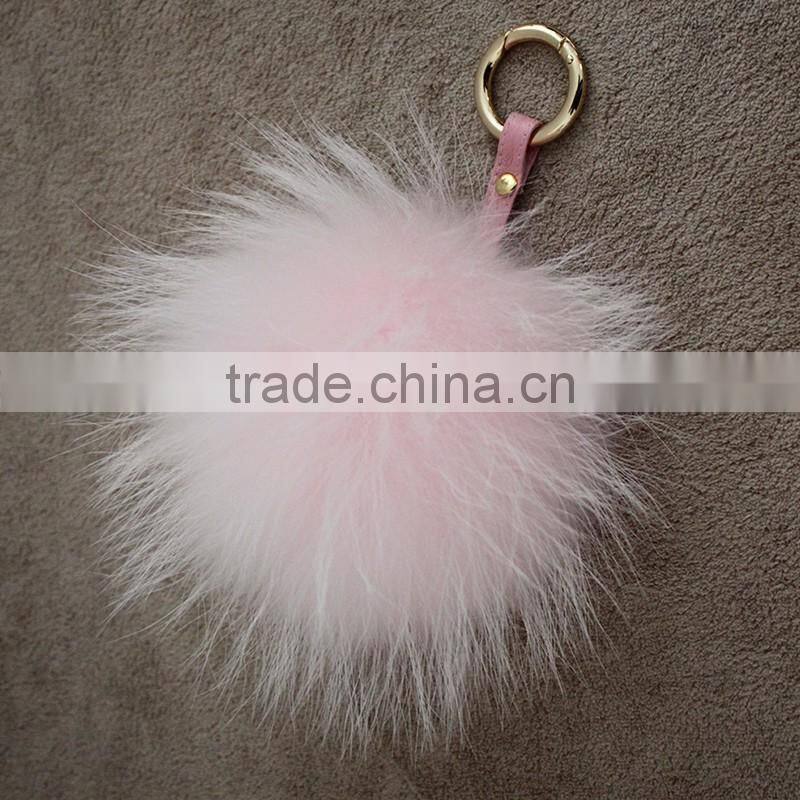 Myfur Hot Sell Raccoon Fur Pompom Keyring Fur Pom Pom Keychain