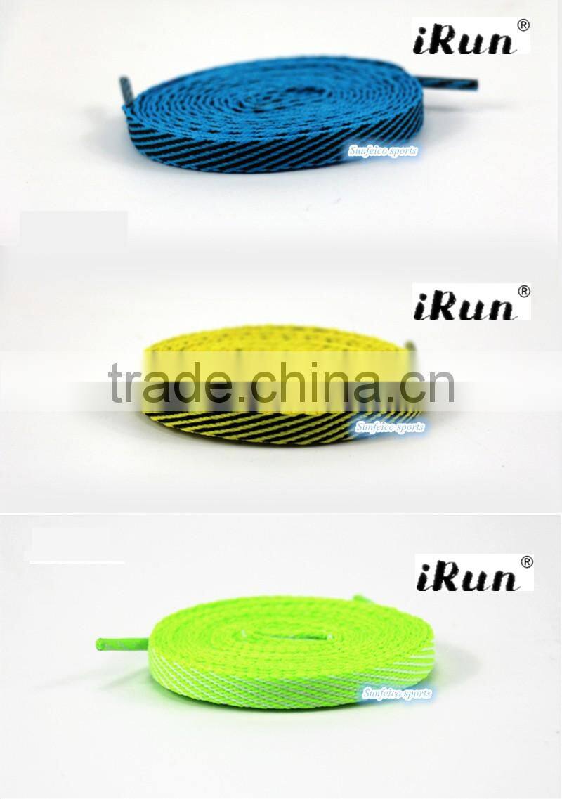 2016 New Twill Pattern Flat Shoelaces With Customized 2mm Thick 8mm Width~Double Colors Shoelaces For Running~Accept Custom
