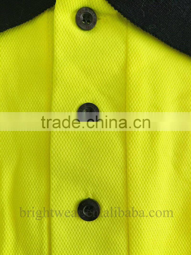 Hot sale poly/cotton two-tone long sleeve Australia safety day use only reflective polo shirt