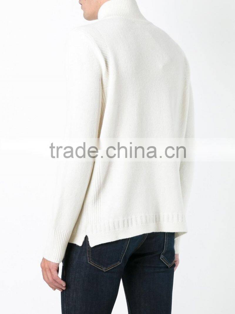 High Quality Cream Roll Neck Jumper Wool Sweater Men