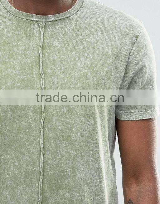 Longline T-Shirt In Acid Wash/stone washed Green