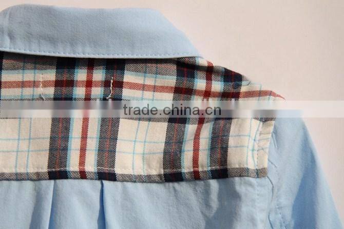 2017 long sleeve contrast color oxford kids or boys shirt