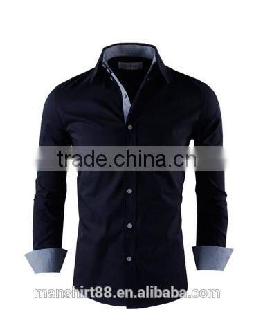 2016 multi color high collar button down slim fit casual shirt for men