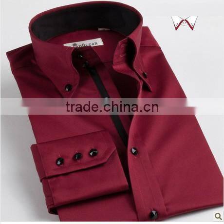 2017 burgundy button down collar dress wedding tuxedo shirt