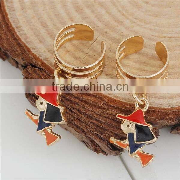 Halloween Ear Cuffs Clip Wrap Earrings Gold Plated Multicolor Witch Enamel 26mm x 10mm