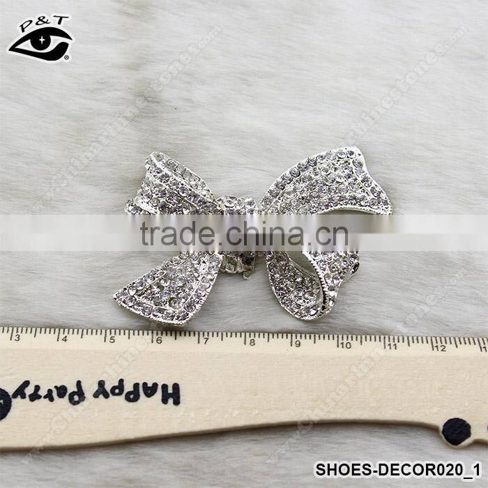 Fashion Classical Bow Tie Shaped Crystal Rhinestone Ornament Accessories with metal clip for high heel shoe wedding shoes