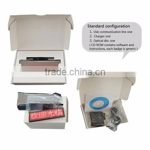 led dog id tag program moving message led word sign/Red four word led electronic badge card screen