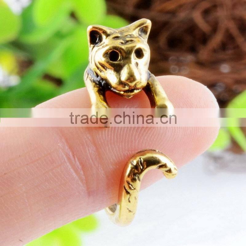 Tiger Rings Animal Wrap Rings Silver Gold Plated Jewelry Adjustable Retro Ring Resizable