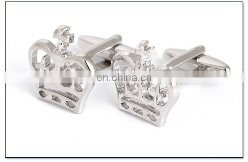 Gold Silver Crown Mens Cufflinks