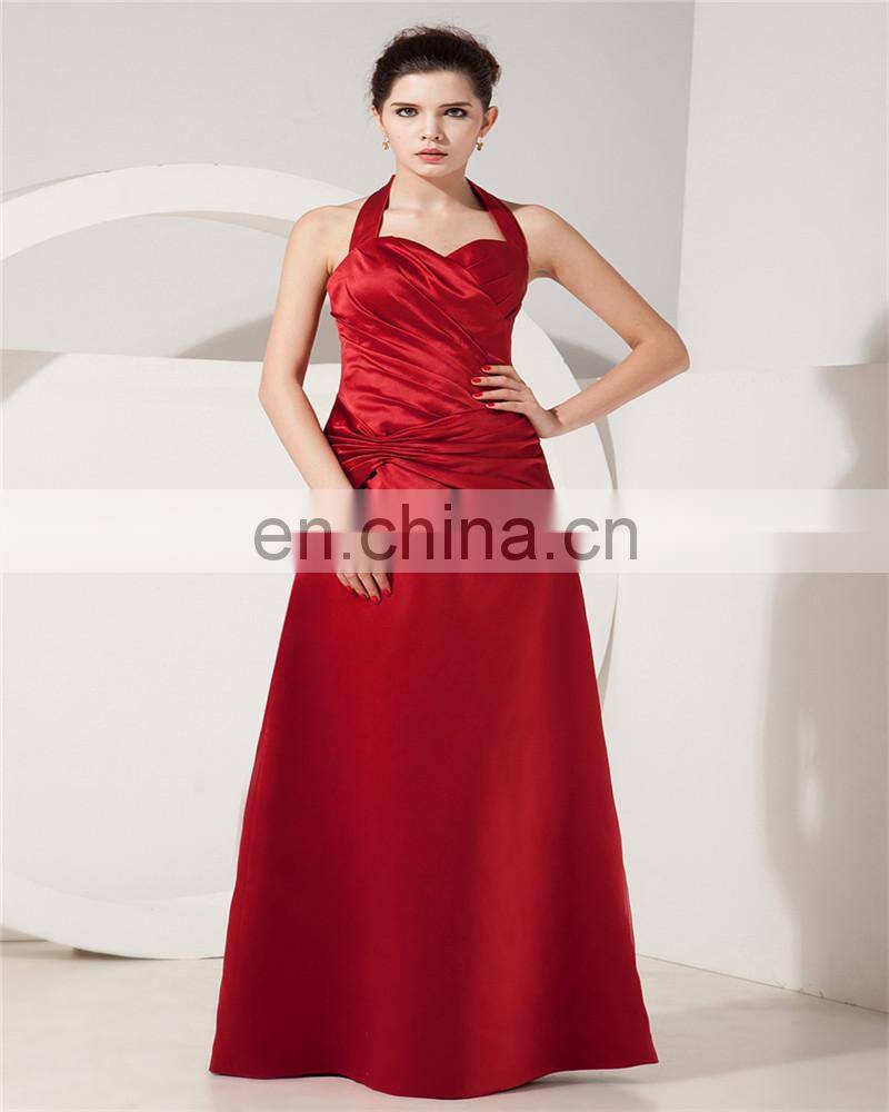 Sexy Halter Sleeveless Evening Gowns Backless Floor Length Zipper Ruched Mother Of The Bride Dress