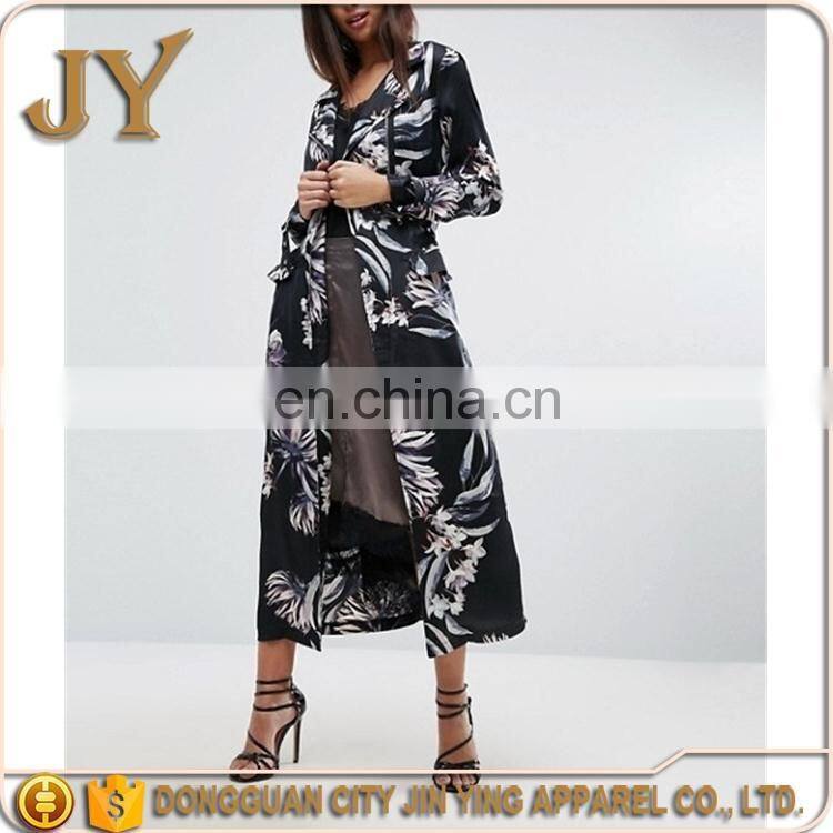 2017 Spring Summer Autumn Women Fashion Long Floral Print Duster Coat Ladies' Apparel from China Supplier