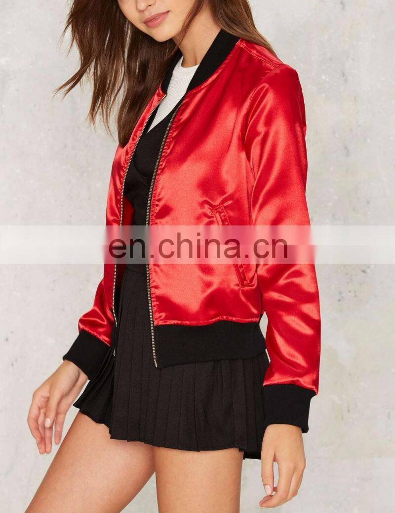 American Europe Style Outdoor Clothing Girl Women Embroidered Zipper Winter Wears Red Color