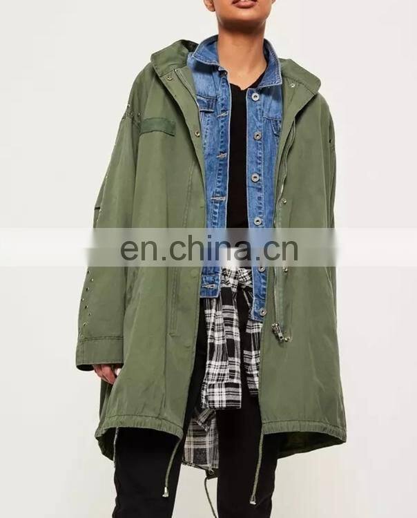OEM serives women new pants army greencosts design long sleeves ladies coats