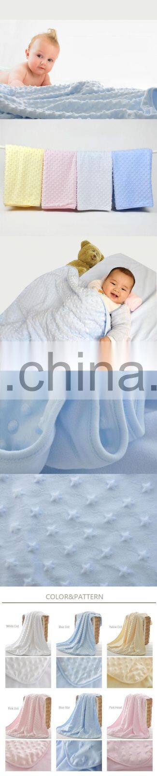 Super Soft Embossed Dot Coral Fleece Minky Baby Stroller Blankets