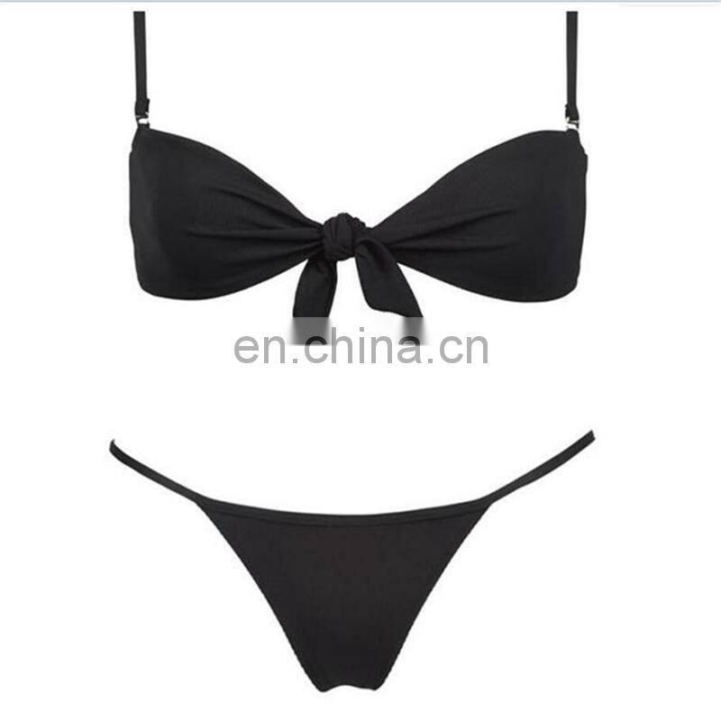 4 Color Black Blue Yellow White Low Waist Push Up Bikinis Sexy Backless Thong Bikinis 2019 New Arrival Women Two Pieces Swimsuit