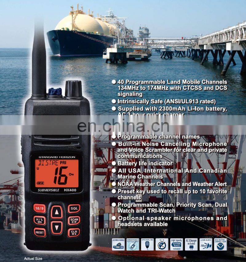 Marine electronics maritime navigation communication standard horizon HX400IS INTRINSICALLY SAFE 5 W Handheld VHF LMR Channels