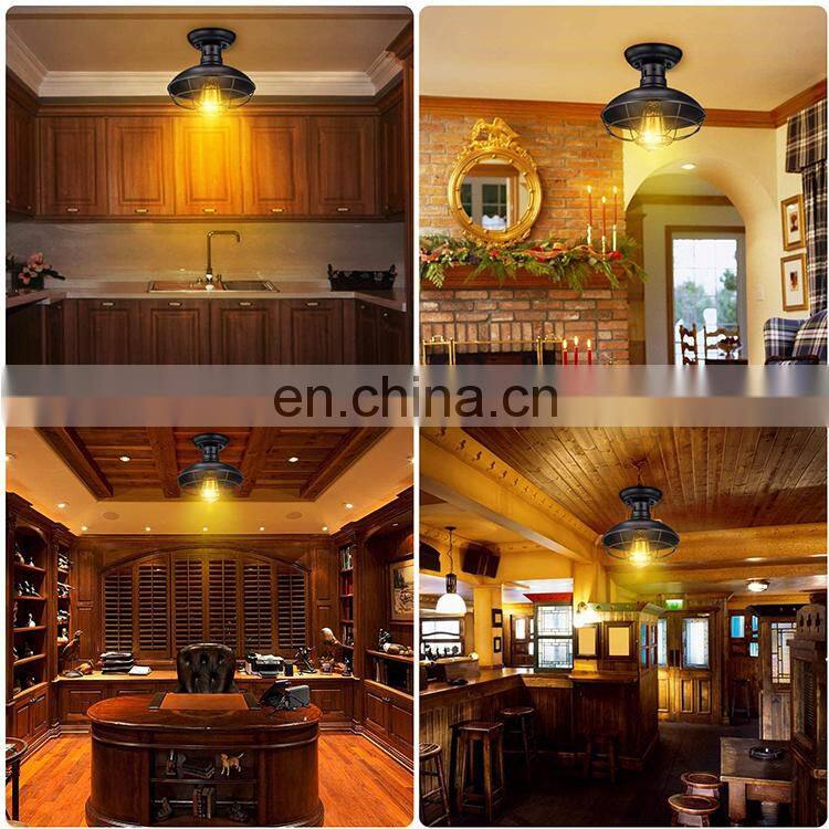 2021 Vintage Metal Cage Pendant Lighting Semi Flush Mounted Iron Ceiling Light Lamp Hanging Chandelier