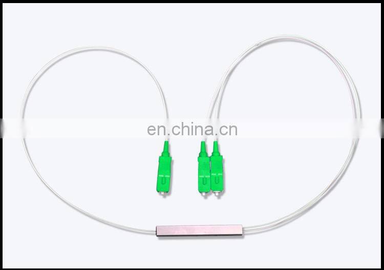 FTTH Mini Type 1:2 SC APC 1x2 way Steel Tube  FBT Unbalanced Splitter