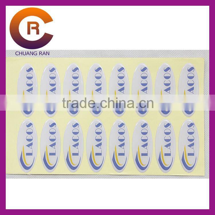 2015 brand name gel Self-Adhesive 3-D clear make custom puffy stickers