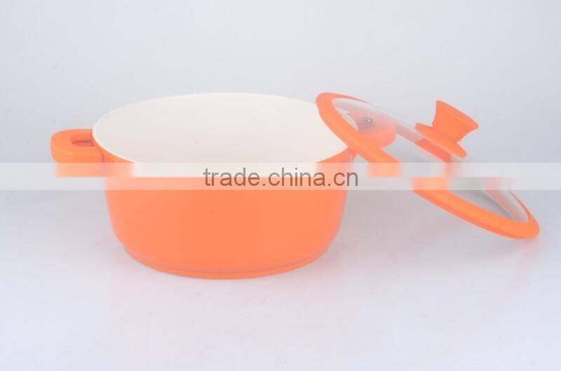 aluminum dia-cast ceramic soup pan with silicone protector QD-DC116