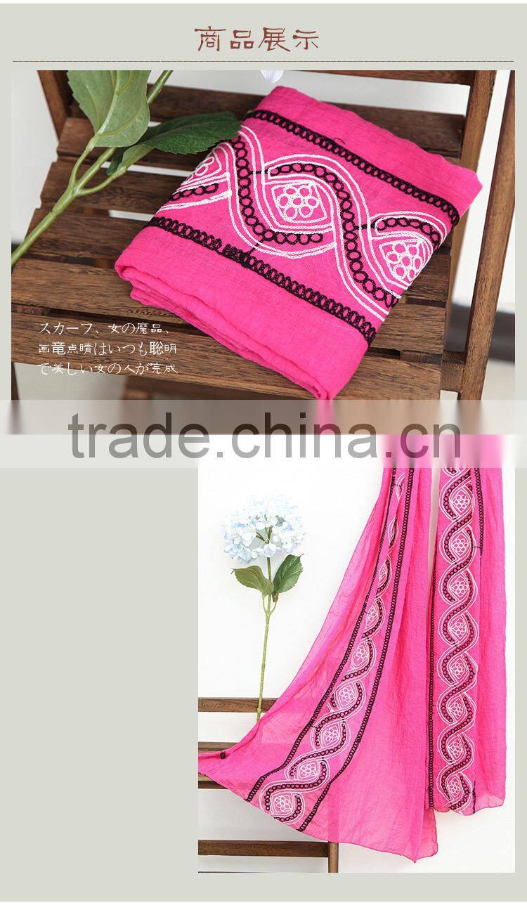 New Design Maxi Long Soft Viscose Embroidery Women Muslim Scarf