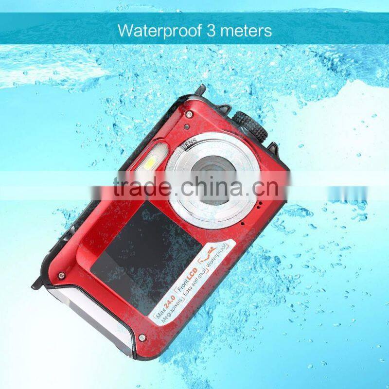 winait 24mp/20mp dual display waterproof camera digital with double screen