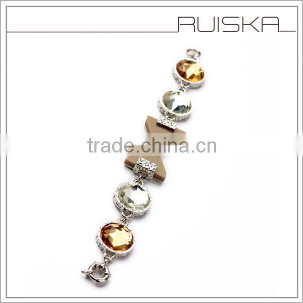 White And Champagne Crystals Acrylic Bowknow Bracelet