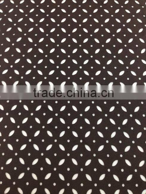 2015 new fashion floral design hole punched upholstery suede fabric for garment