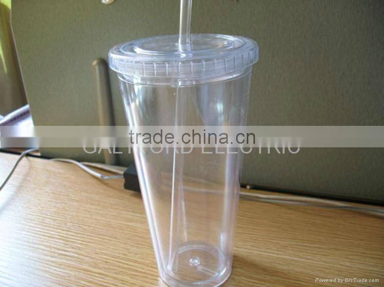 BPA Free double wall plastic cups with straw double wall tumbler - 16OZ