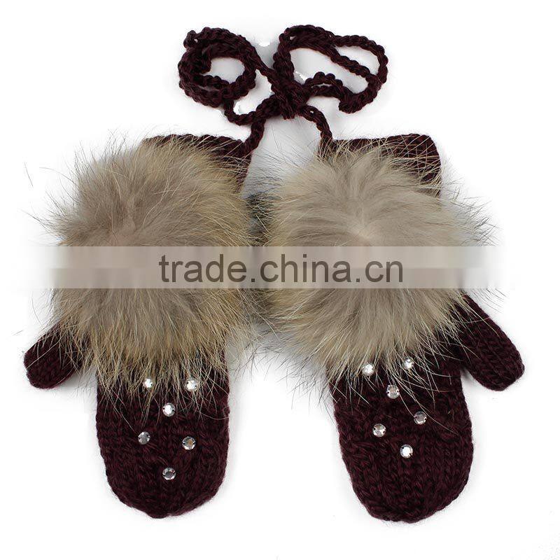Plain wool knitted women stylish winter knitted gloves